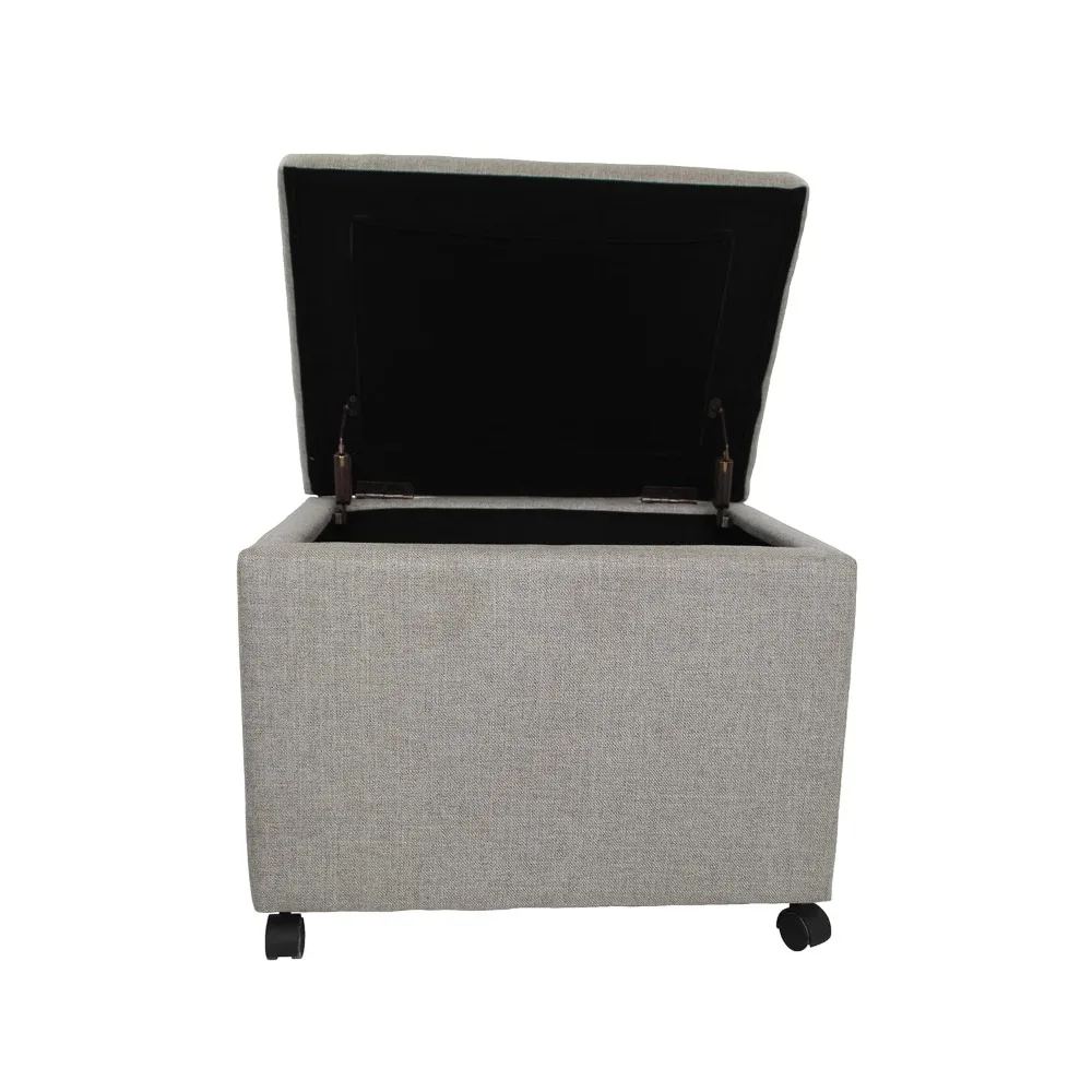 

Mateo Traditional Home Office Fabric File Storage Ottoman, Gray, Customized