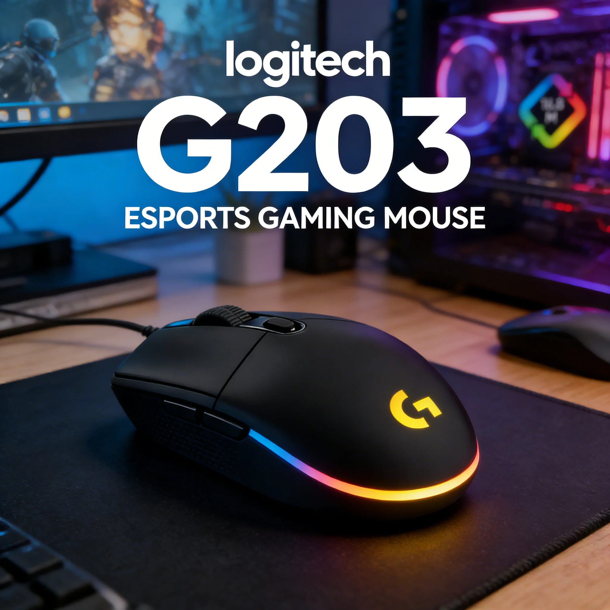 

Проводная игровая мышь Logitech G203 с сенсором 8000 DPI, 6 программируемыми кнопками, RGB-подсветкой, долговечная, 10 млн нажатаний, для киберспорта и игр