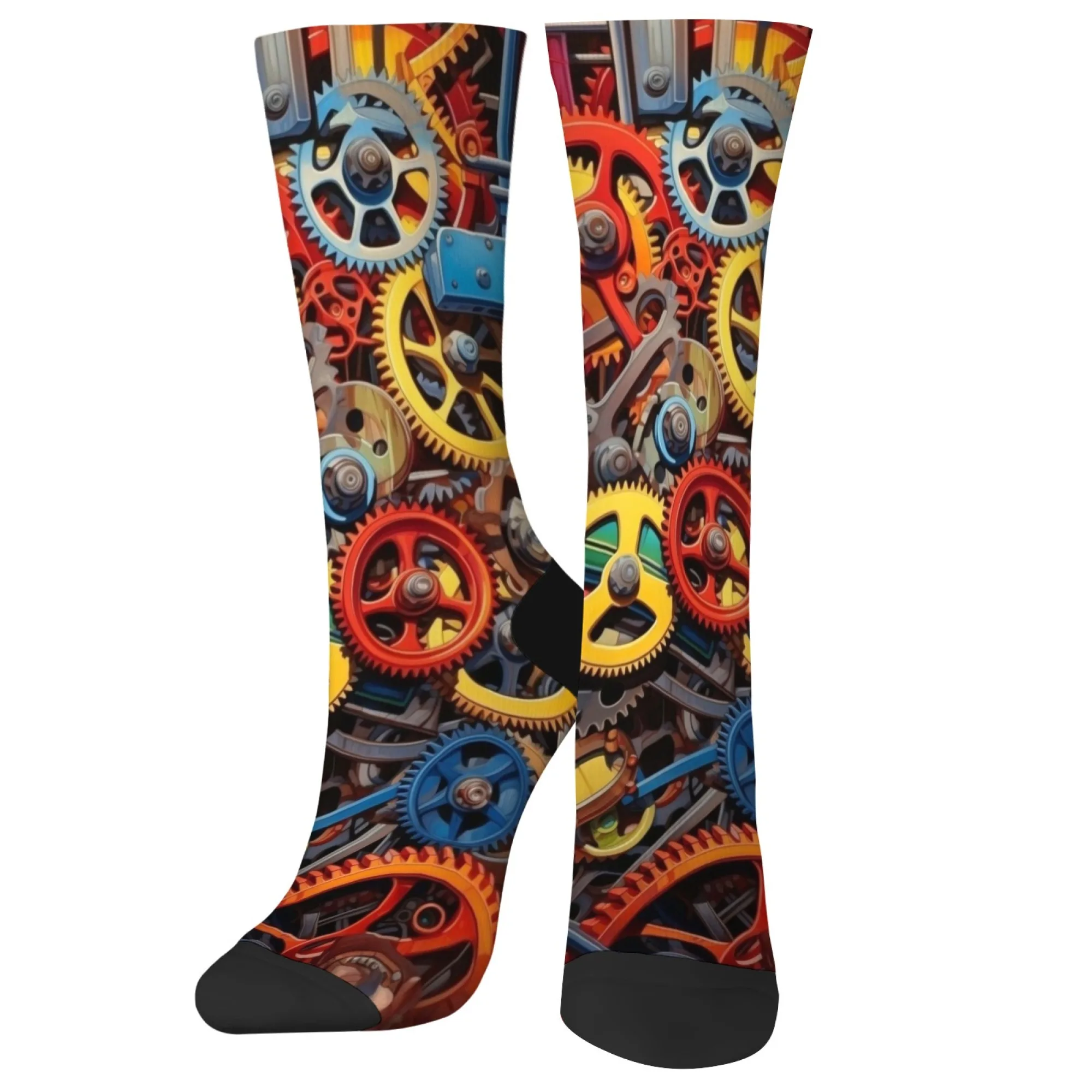 

Мужские носки с принтом механических шестерен, дышащие нескользящие повседневные носки в стиле Харадзюку, уличные носки в стиле хип-хоп в стиле ретро, подарок