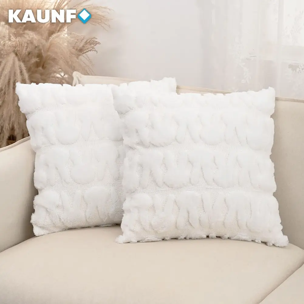 1PC Plush Textured Cushion Covers for Sofa Living Room Light Gray & White Bubble Fleece Pillowcase Minimalist Home Decor 45x45cm