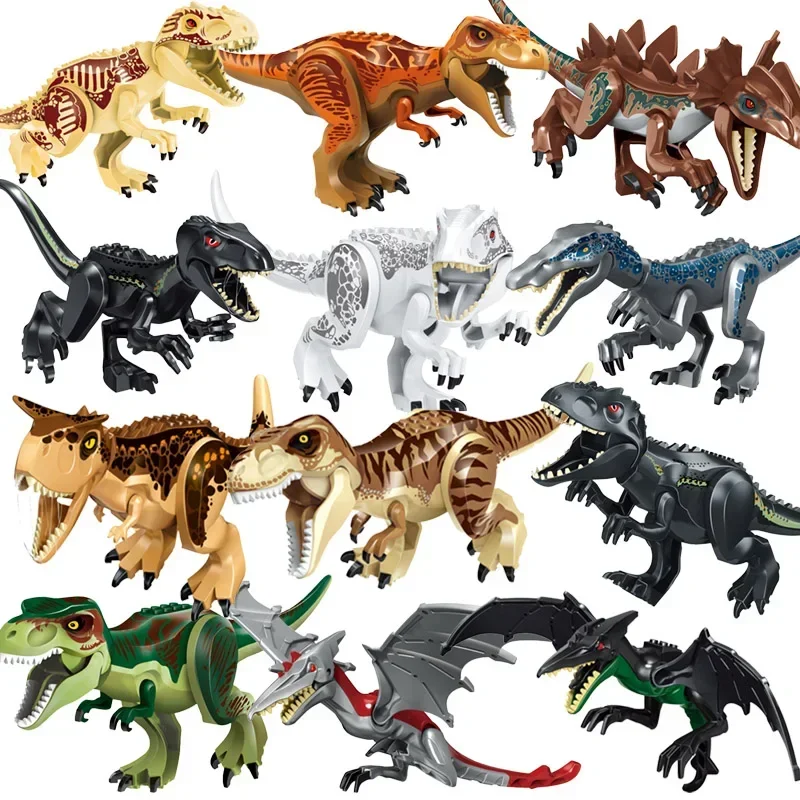 Jurassic Dinosaur World Brutal Raptor T-Rex Triceratops Indominus Rex Model Building Blocks Dino Velociraptor Figure Bricks Toys