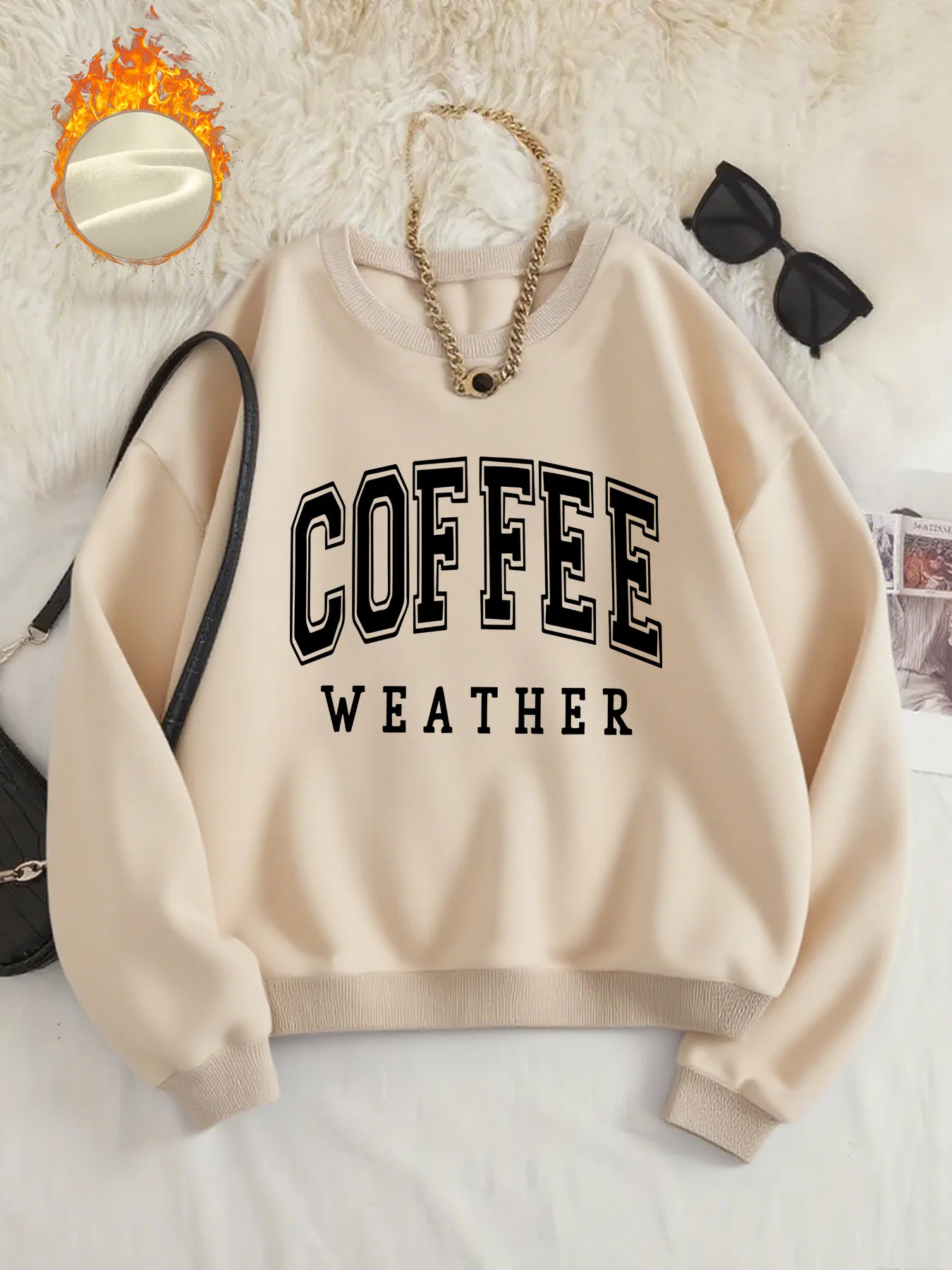 Pattern-Printed Sweatshirts, Autumn and Winter Crew Neck Casual Sweatshirts, Women's Clothing.