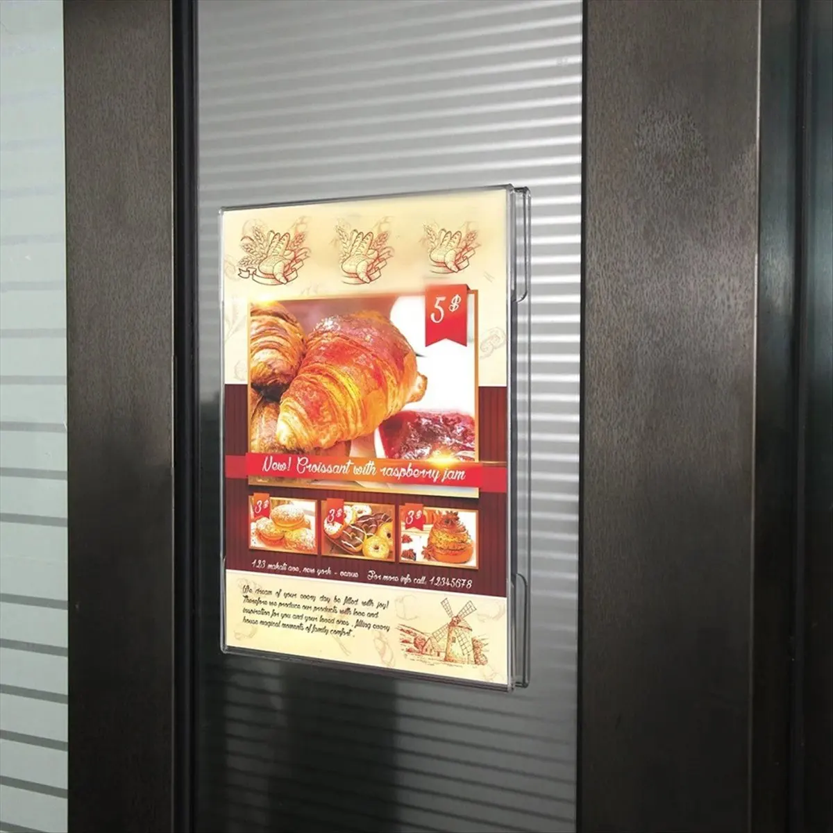 N14R Top 6Pc Acrylic Photo Frame No-Punch Wall-Mounted Transparent Price Tag with Table Sign A4 Display Frame for Home