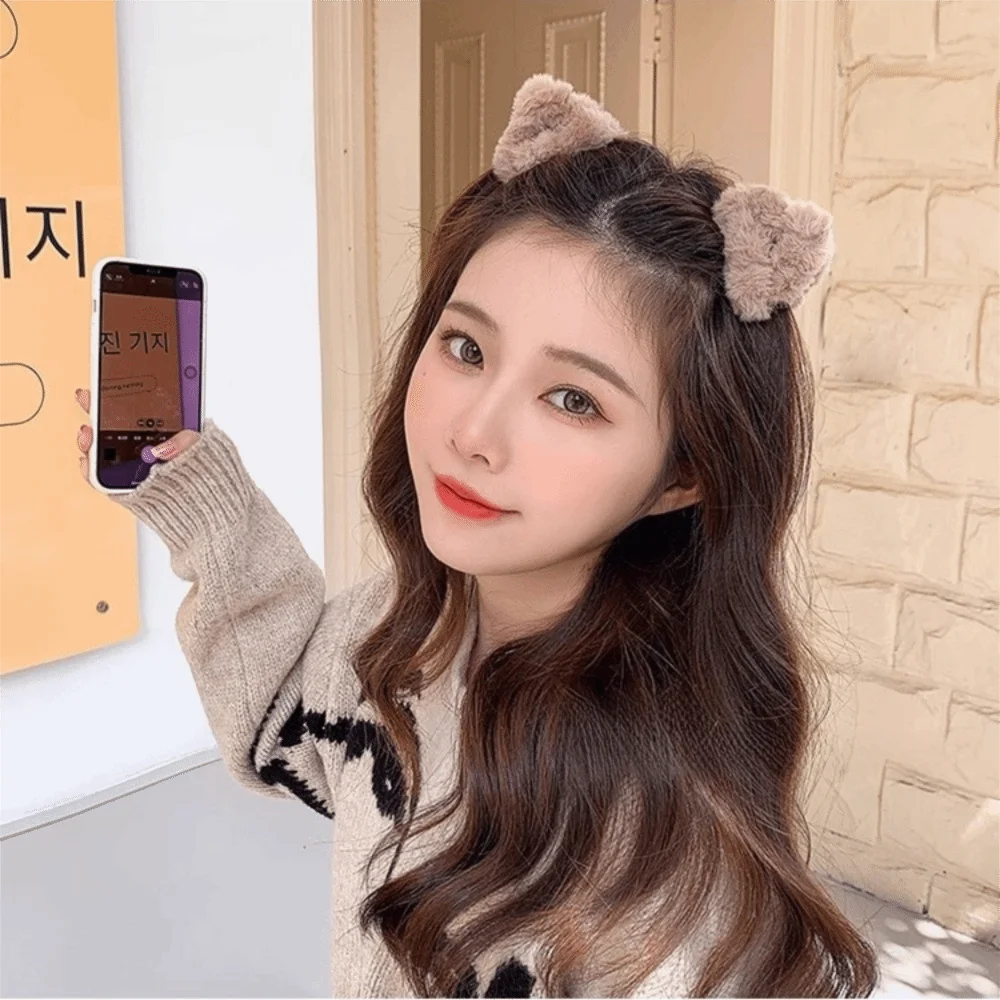 Cute Versatile Hair Clips Cat Ear Shape Sweet Style Ponytail Clips Fluffy Women Hairpins Women Head Wear Accessories