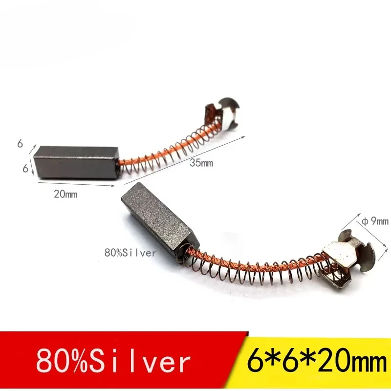 UL94V-0 60-90% escovas de carbono prateadas 3*4*20mm/6*6*20/8*10*30 ct máquina acessórios de ferramenta elétrica teste cativo motor de escova de carbono