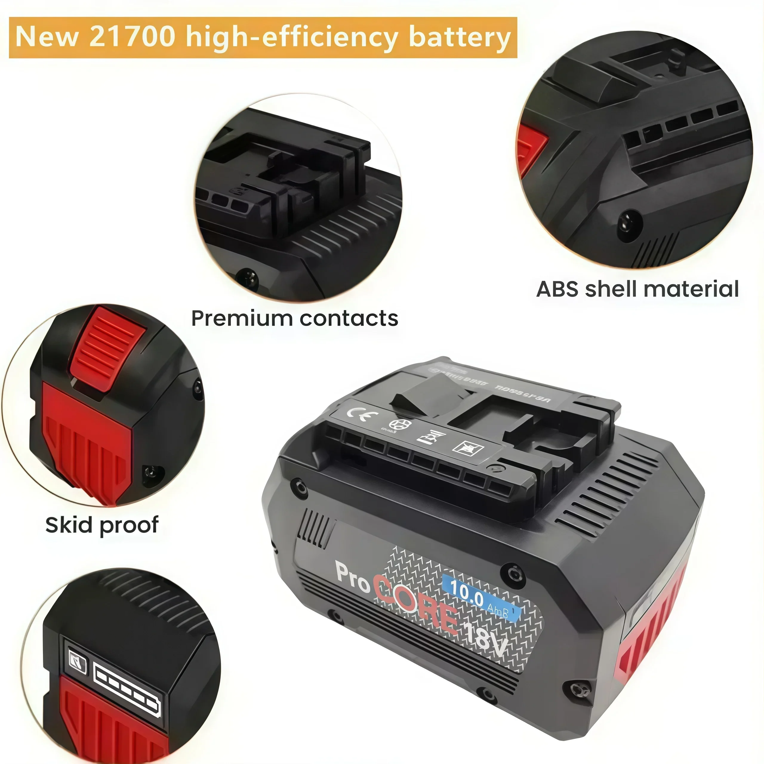 High Grade 21700 ProCORE 18V 10.0Ah Replacement Battery, Compatible with BAT609 BAT618 GBA18V for Electric Power Tools