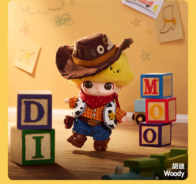 Original POP MART DIMOO WORLD PIXAR Co-Branded Blind Box Toy Story Flauschige Figur Taschenanhänger Sammlerstück Geburtstagsgeschenk – Detail 12
