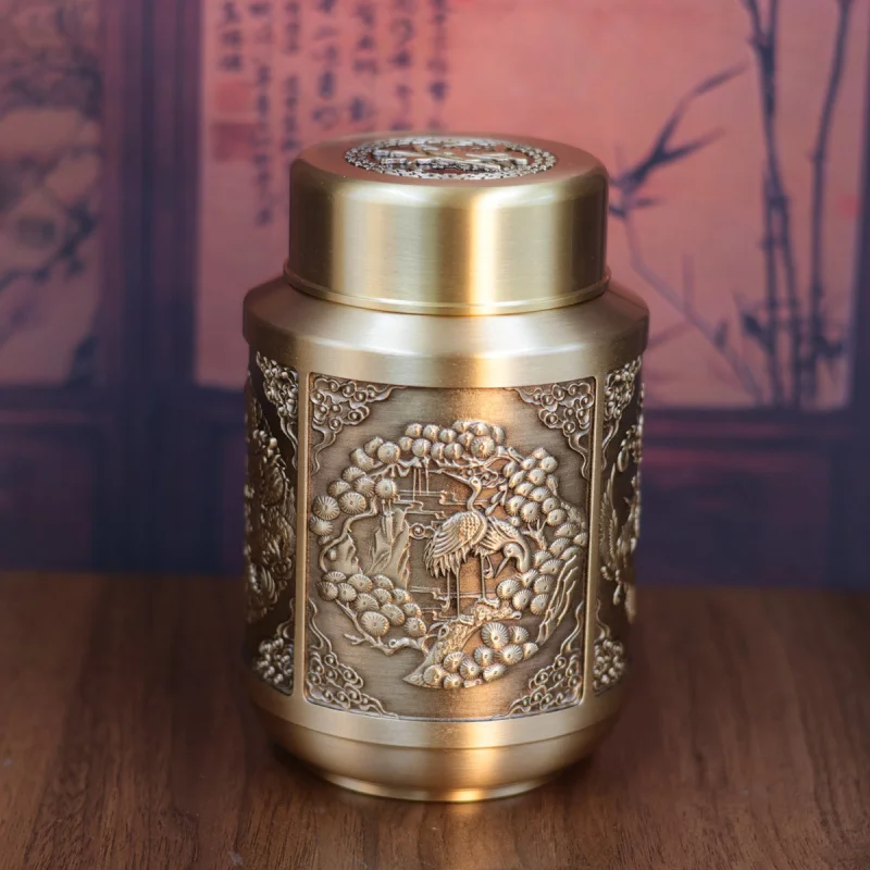 

Латунный журавль Дракона Феникса Qilin Relief Домашний стол Гостиная с крышкой Мифический зверь Книстра для экономии Чайная керамика