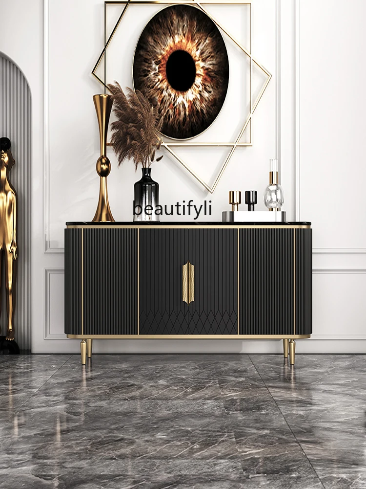 Italian Hallway Modern Minimalist Wall Locker Living Room Marble Solid Wood Sideboard