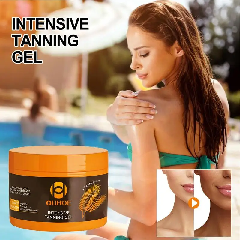 Gel de bronceado intensivo, crema bronceadora, aceite de bronceador solar, crema de autosolarium corporal y facial, loción autobronceadora, 150g