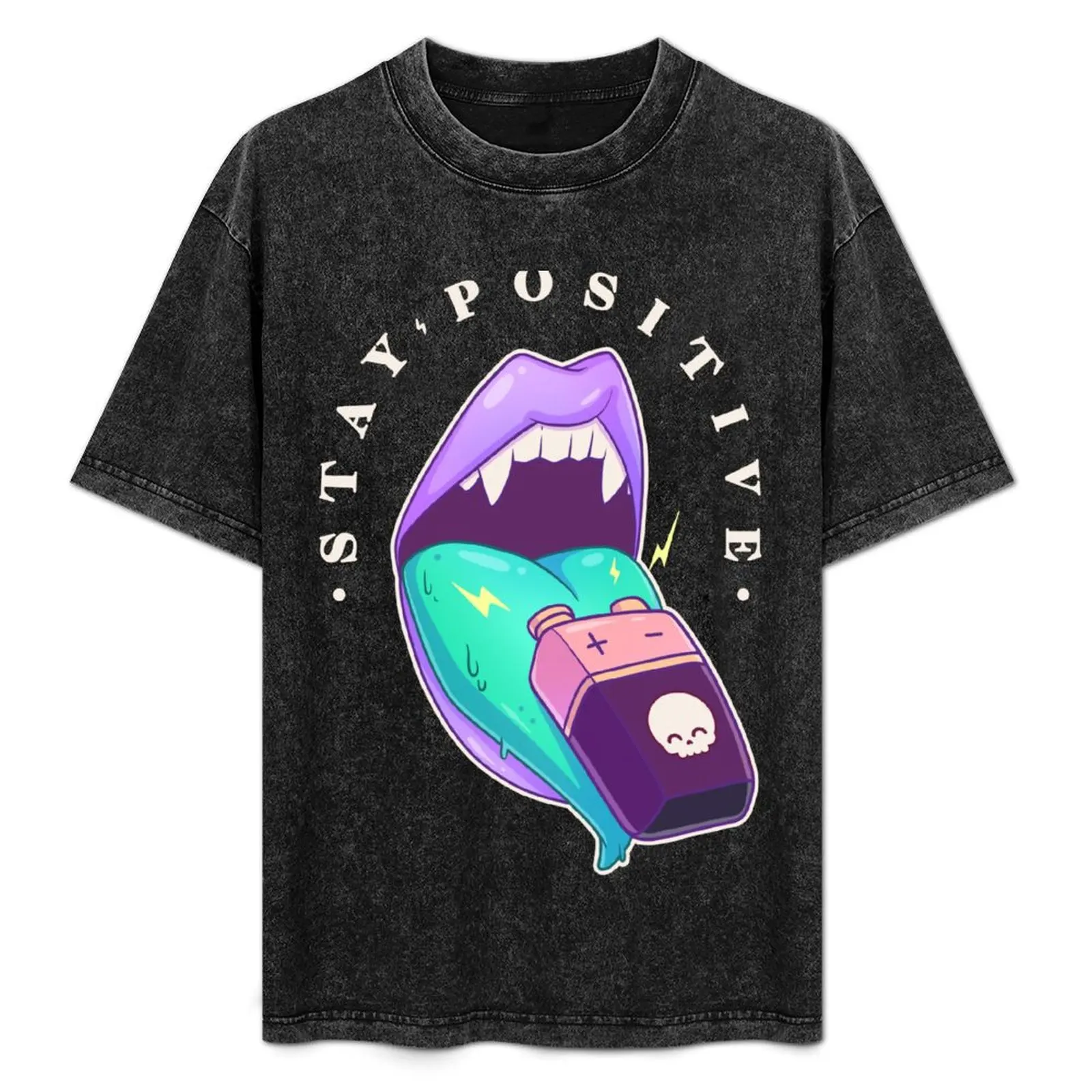 Stay Positive Pastel Vampire Mouth - Kawaii Krypt T-Shirt blue archive aesthetic clothes mens t shirts