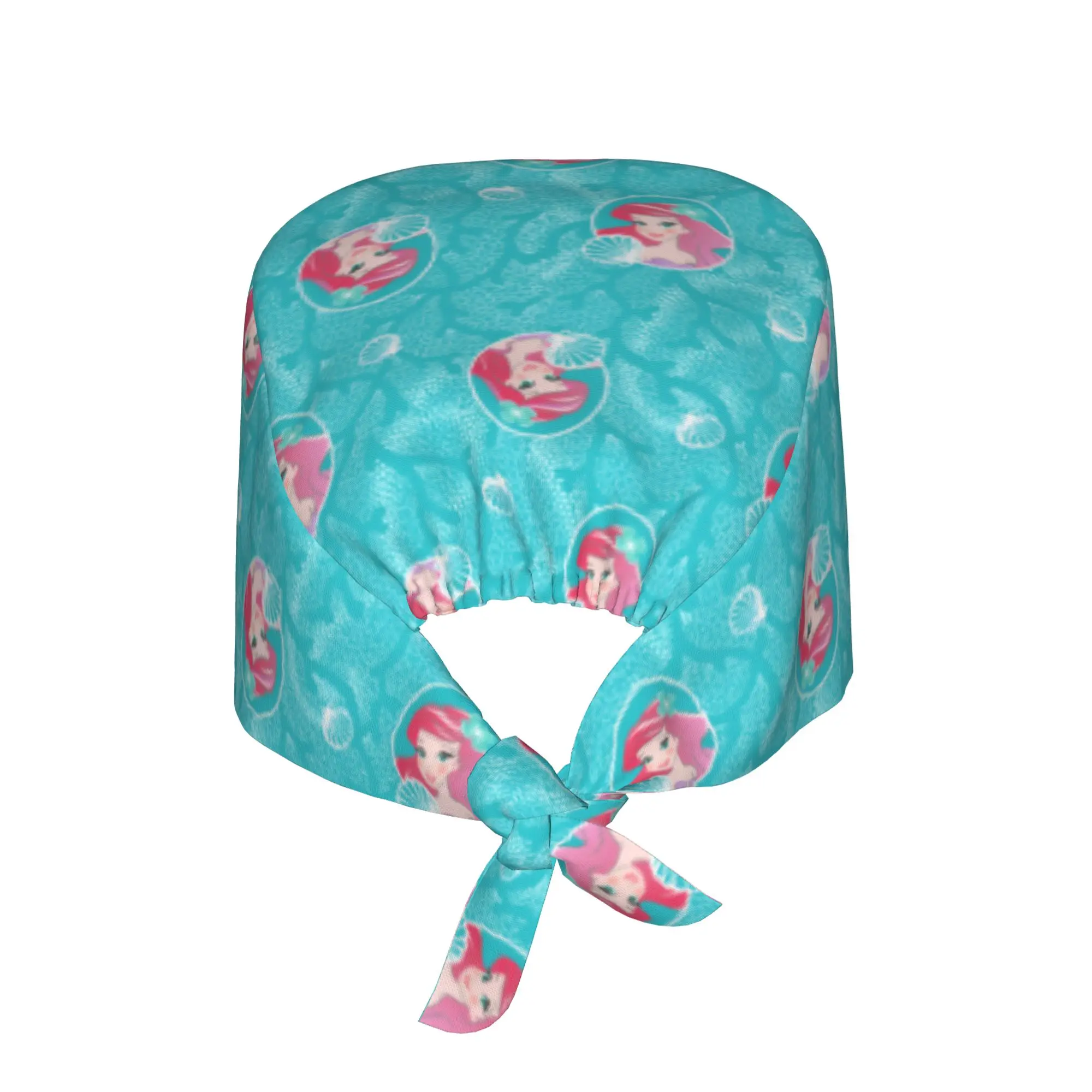 Custom Littles Anime Mermaides Cleaning Working Cap Cool Unisex Fish Cartoon Scrub Cap Surgicals Hat Nurse Scrubs Hat Nurse