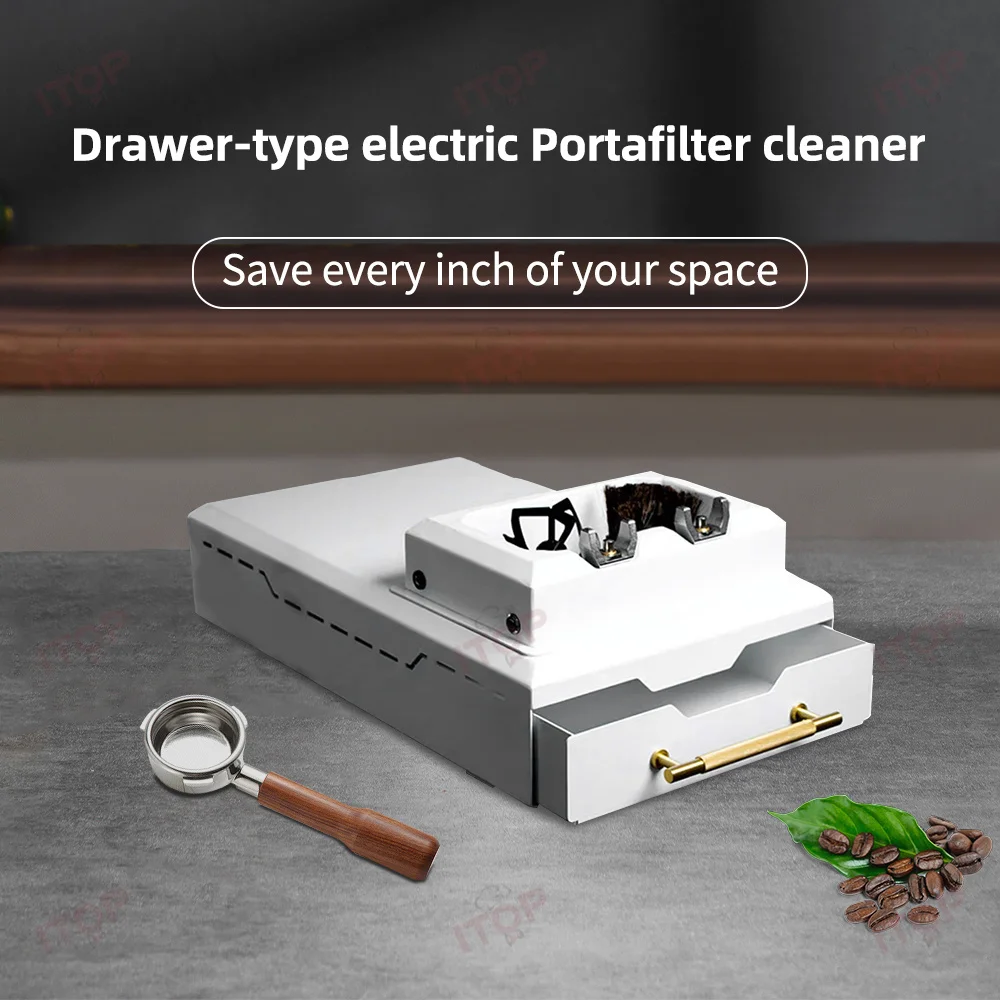 

Automatic Electric Portafilter Cleaner with Knock Box, 51-58mm Espresso Coffee Handle Cleaning Machine