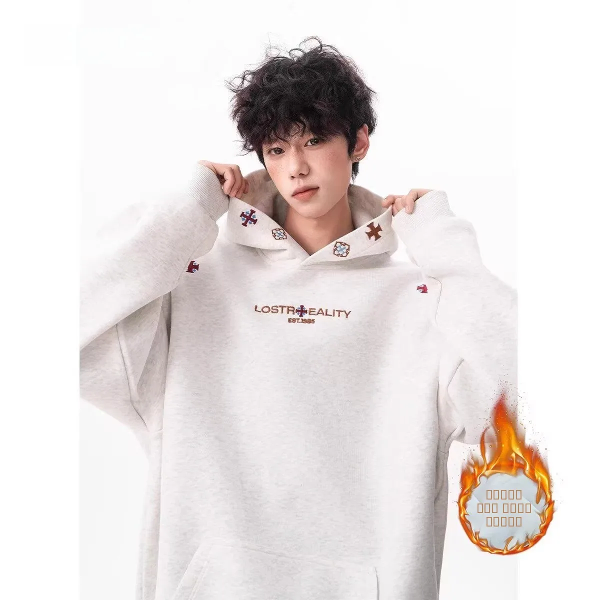 

Мужская толстовка с капюшоном и вышитыми буквами, свободного кроя, в стиле Гонконг, весна-осень, модная верхняя одежда, куртка