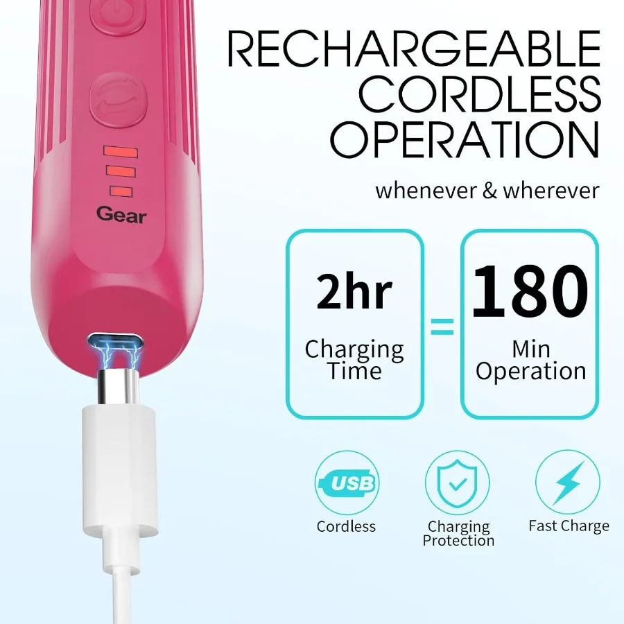 Kit de manicura y pedicura profesional con taladro eléctrico recargable de 360 luces para el cuidado de manos y pies Nai eléctrico inalámbrico