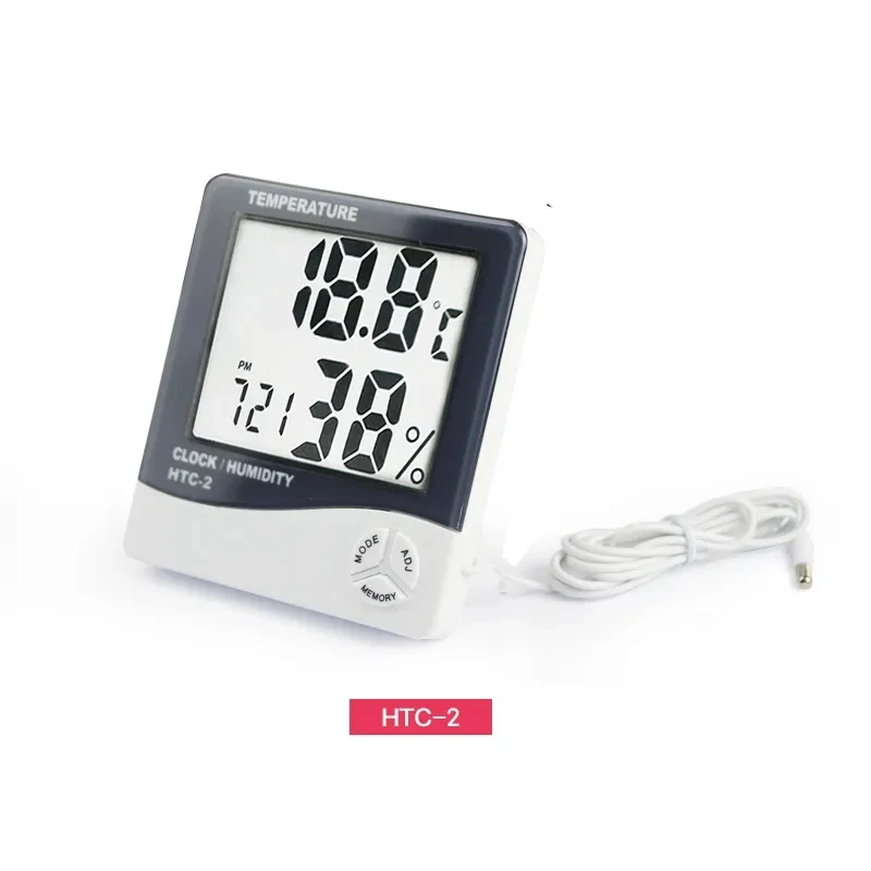 HTC-1 HTC-2 Thermometer Hygrometer Temperature Humidity Test Digital LCD Large Screen Weather Station Alarm Clock