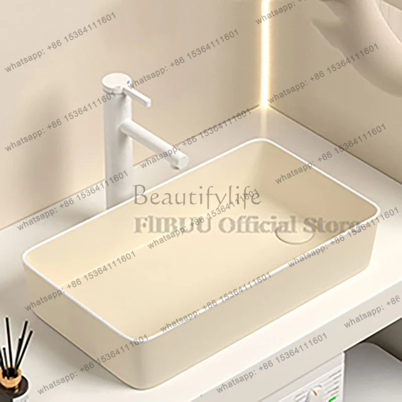 

Ceramic Bathroom Vessel Sink Bowl Above Counter Single Sink Bowl Lavatory Wash Hand Basin Countertop Household Wash Basin Drain