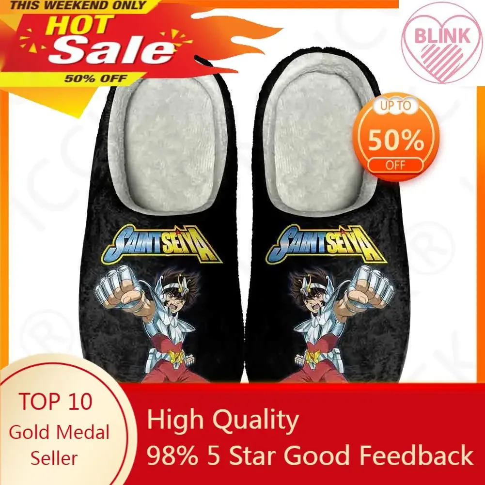 

Anime Saint Seiya Fun Home Cotton Custom Slippers High Quality Mens Womens Plush Fashion Casual Keep Warm Shoes Thermal Slipper