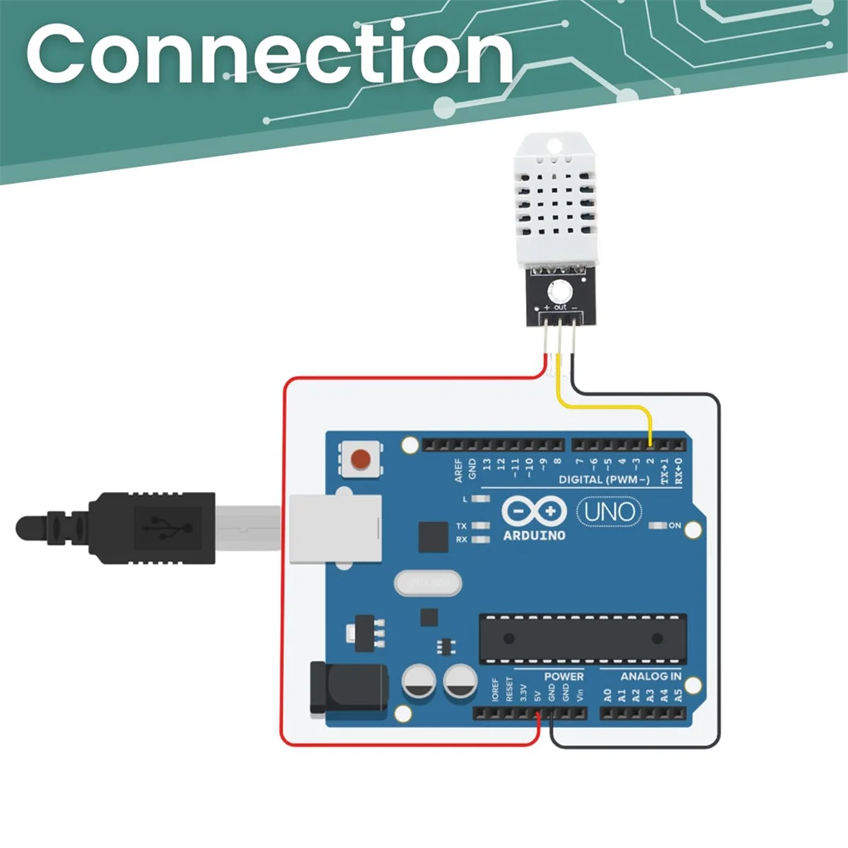 Sensore di temperatura e umidità per Arduino, per Raspberry Pi-incluso cavo di collegamento, 5 pezzi