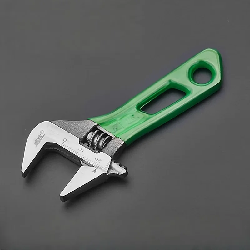Adjustable Wrench Large Opening Short Handle Mini Monkey Spanner Laser Scale Rubber Wrapped Key Plumbing Pipeline Bathroom Tools