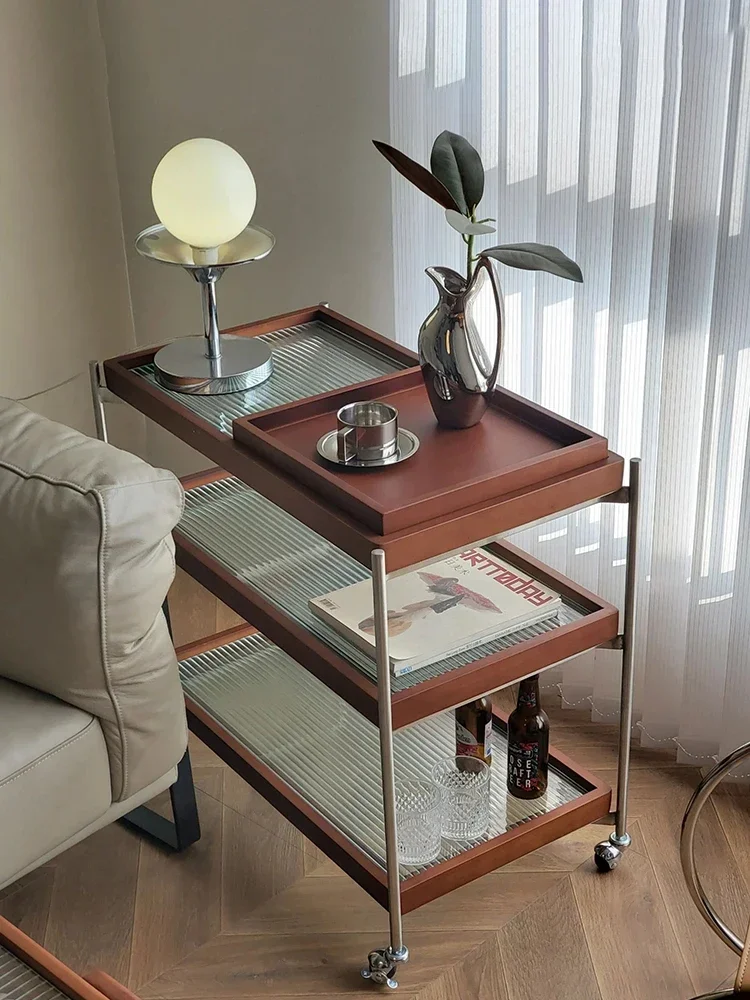 

Medieval Solid Wood Small Cart Household Sofa Side Table