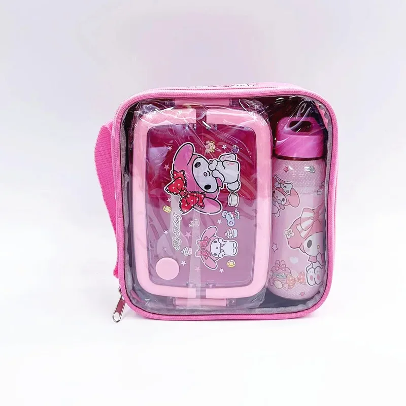 Sanrio Anime Lunch Box Set Hello Kitty Divided Lunch Box Kettle Set Exquisite Packaging Student Portable Insulated Lunch Box