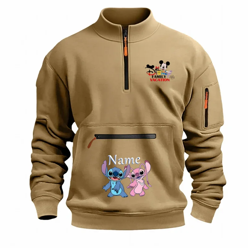 Disney's Trendy Design Features A Semi Open Collar With Fluorescent Green Zipper Details, And Pocket Zippers Decorated With A st