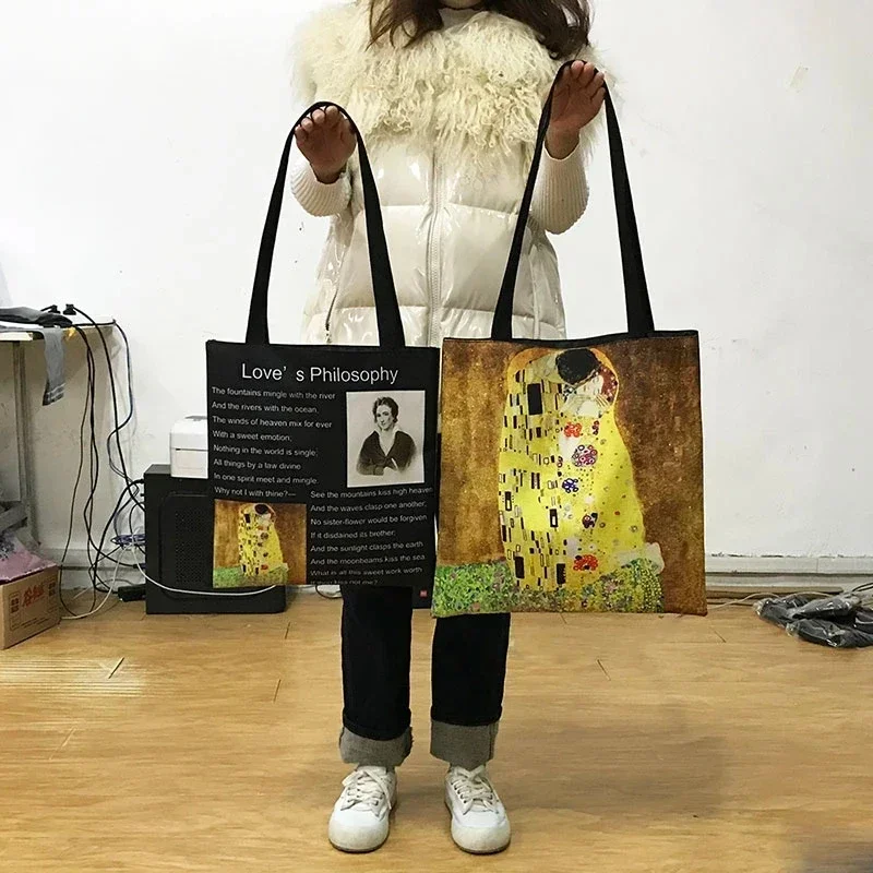 Jesus Painting Print Shoulder Bag Vintage Women Canvas Handbag Dios Esta Conmigo Portable Messenger Bags image 6