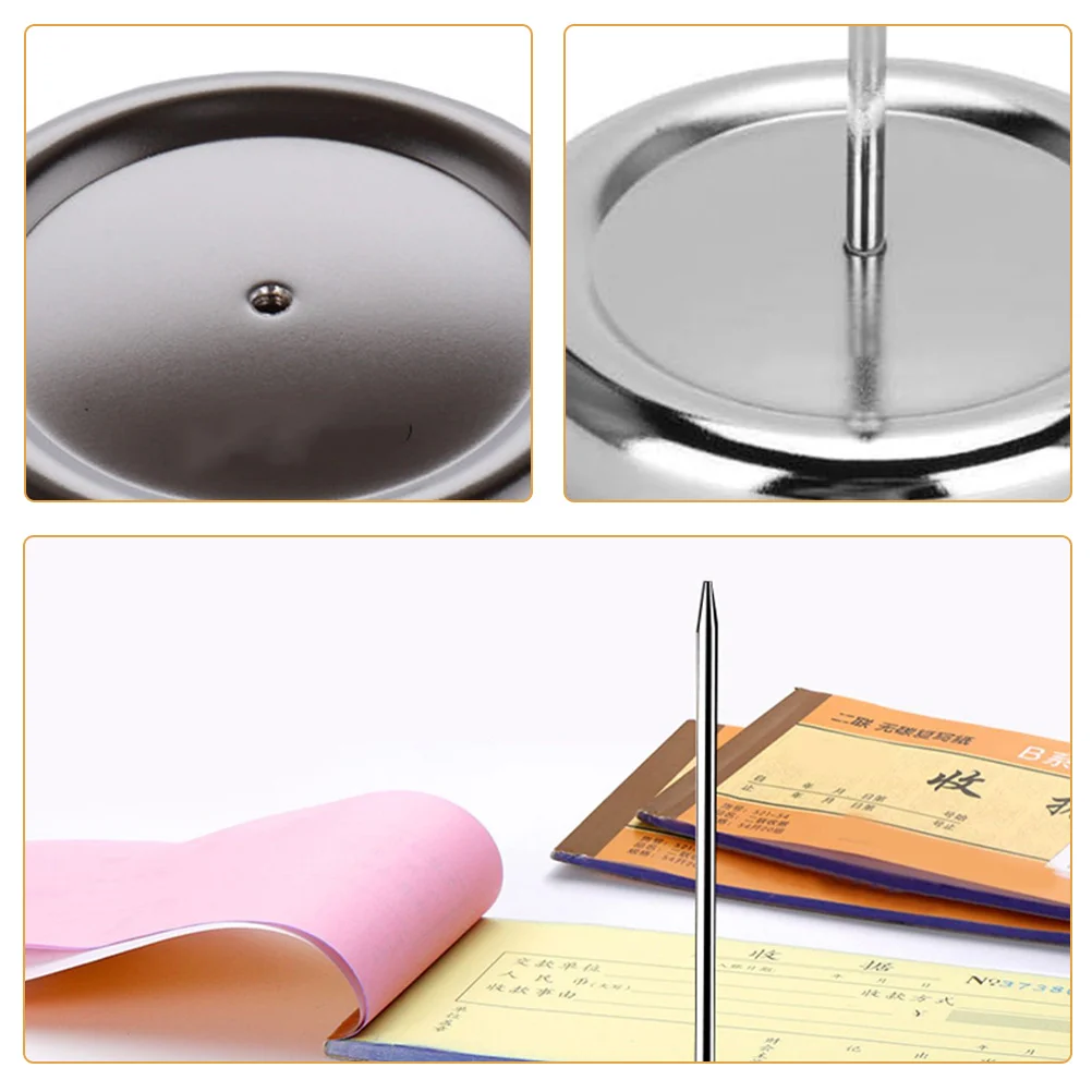 

Stainless Steel Receipt Holder Spike Bill Organizer Check Ticket Spindle Stick For Restaurant Office Desktop Use