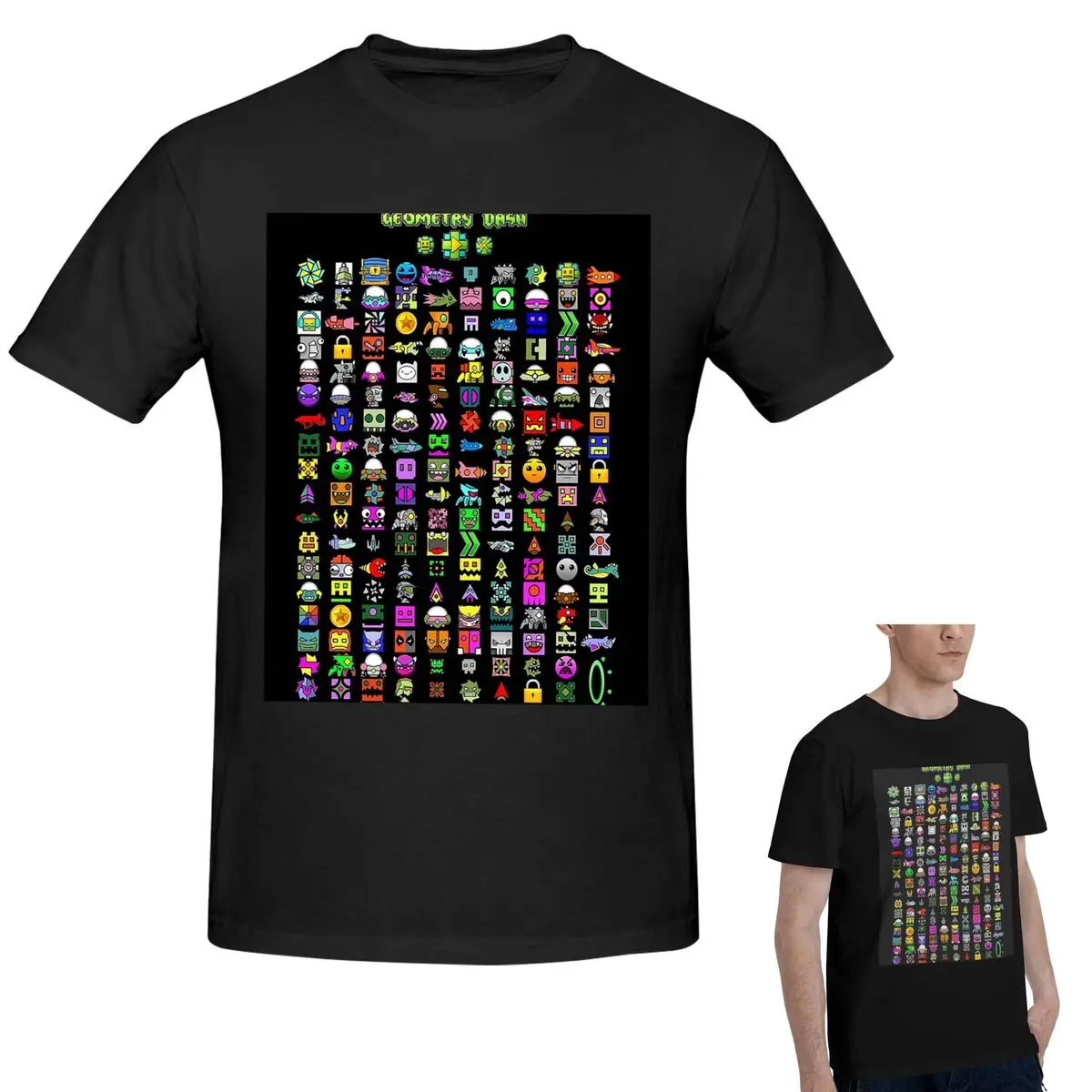 

100% Cotton Geometry Dash T-Shirt Men's Fashion Oversized T Shirt Men Round Neck Summer Shirts Tops S-6XL