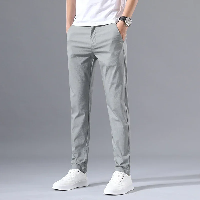 Smart Casual Pants Men Classic Cotton Straight Business Formal Men's Summer Trousers Stretch Pant Clothing Male Pantalon Hombre