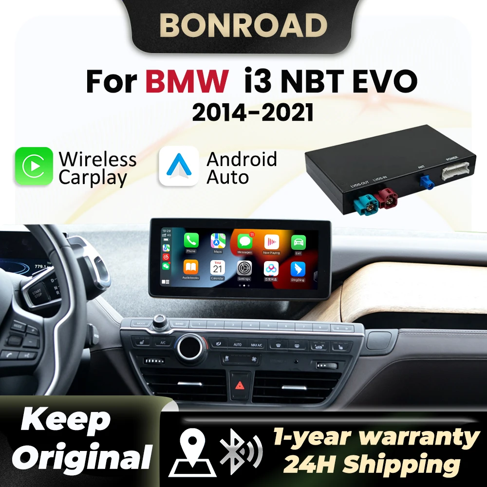 BONROAD Wireless CarPlay Android Auto For BMW i3 NBT EVO System 2014-2021 Mirror Link AirPlay Car Play Rear Camera BT GPS