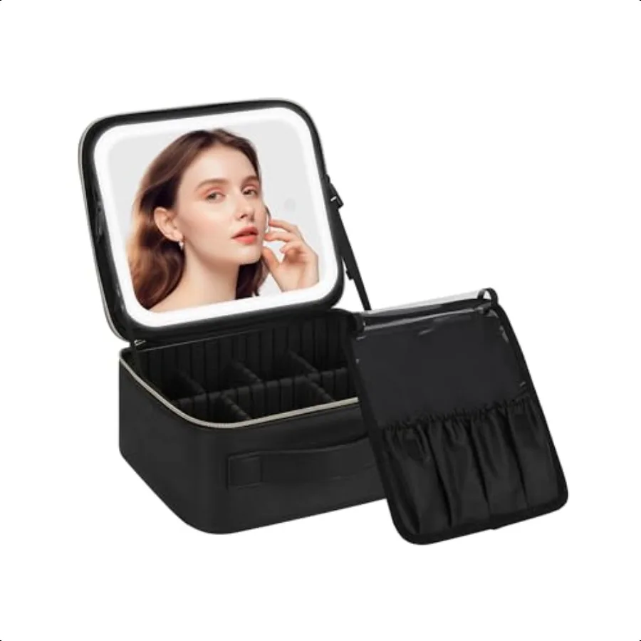 

Makeup Bag with LED Mirror Travel Makeup Case for Women and Makeup Artists Cosmetic Organizer Large Make Up Bags with Light Up