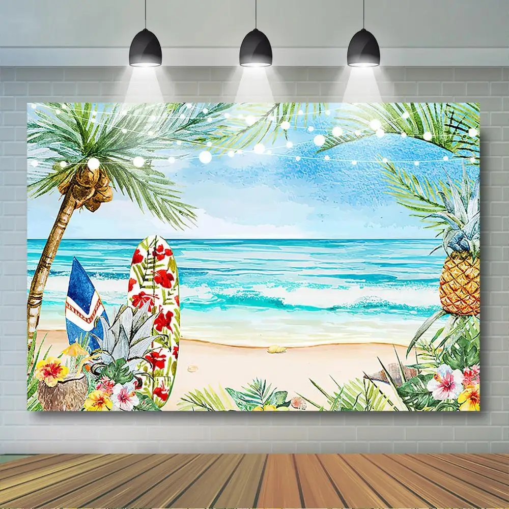 

Mocsicka Summer Beach Photography Backdrop Baby Kids Portrait Background Hawaii Birthday Baby Shower Party Decoration Banner