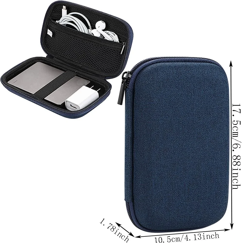 Custom Logo Color Black Fashionable EVA Portable Hard Shell Carrying Storage Bag Zipper Waterproof Shock Proof Durable USB Case