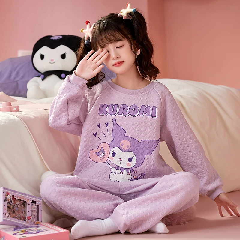 Sanrio children's pajamas cartoon Kulomi pure pajamas cotton two-piece set thermal Sanrio loungewear Kulomi children's clothing