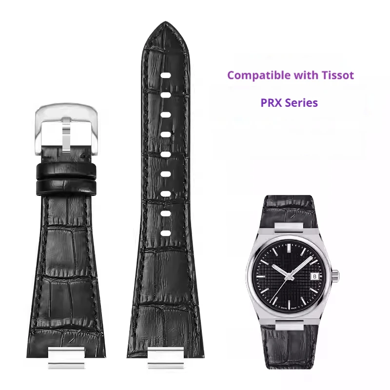 Genuine cowhide leather watchband for Tissot PRX Stainless steel quick release adapter smooth calfskin 27MMwatch strap bracelet
