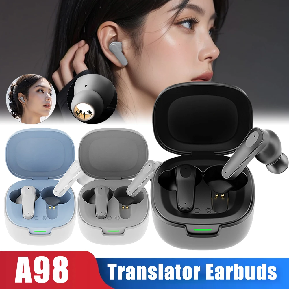 Intelligent Translator Earbuds Real Time AI Translator Earbuds Bluetooth 5.4 Languages Translation Headphones Wireless Earphones