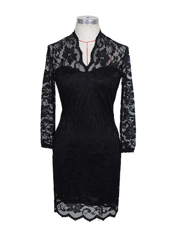 Damen-Spitzenkleid, lässig, tiefe V-Kleider, 2025, Kleid in Liquidation – Detail 8