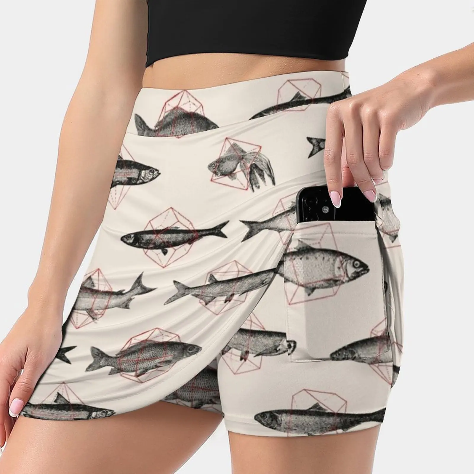 

Fishes In Geometrics Women's skirt Sport Skort Skirt With Pocket Fashion Korean Style Skirt 4Xl Skirts Florent Bodart