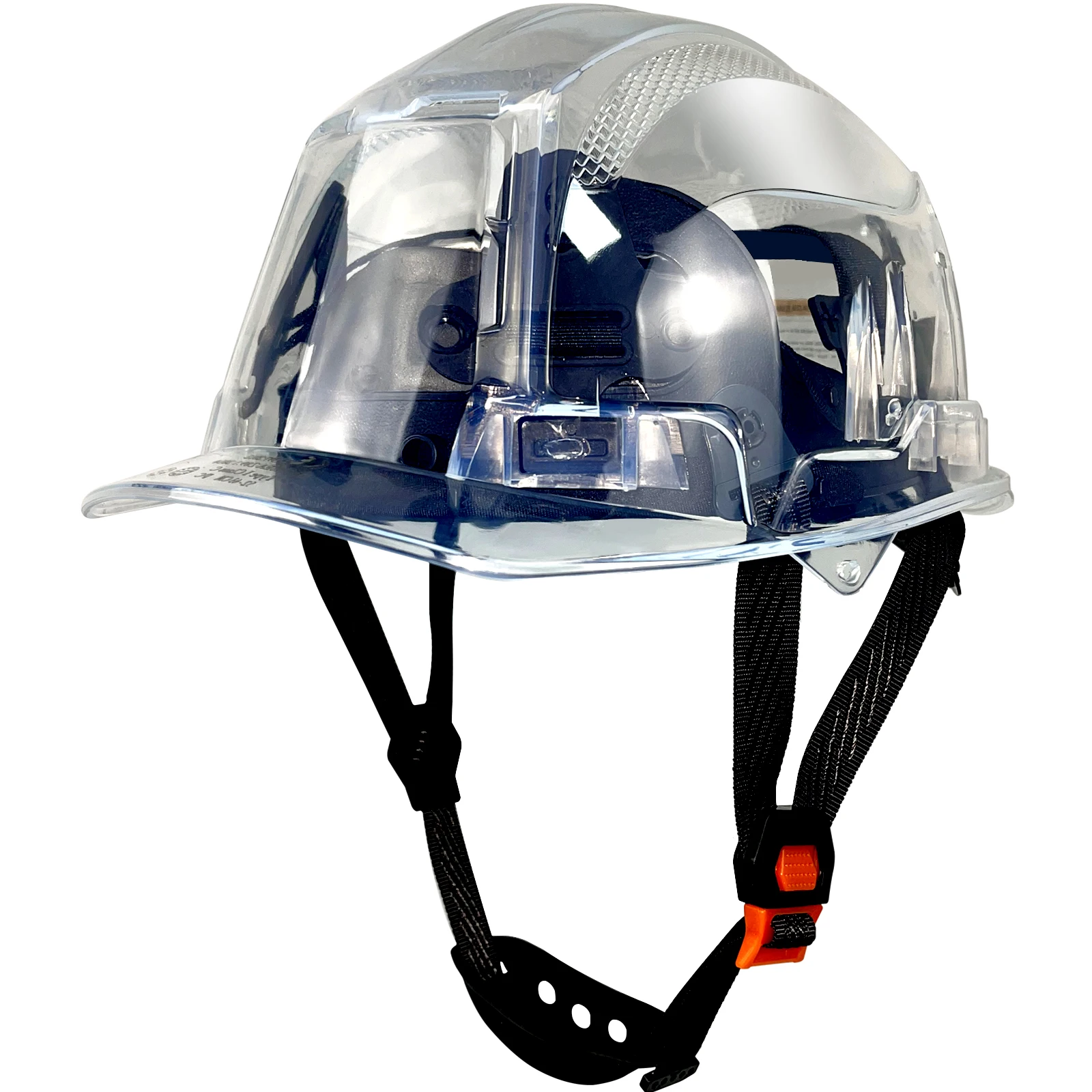 

TM01 Full Transparent Shell Industrial Hardhat Construction Safety Helmet with 6-Point Suspension System ANSI Approved