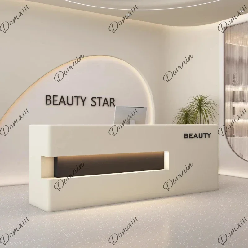 46XBeauty Salon Clothing Store Reception Counter Baking Paint Design Customer Center Bureaux De Travail Schreibtisch Furniture