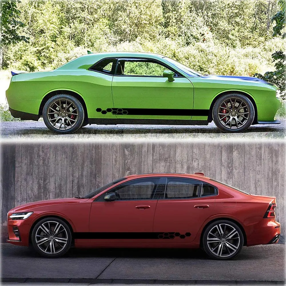 

2 PCS Stripe Car Body Decal Stickers Waterproof Graphics Side Decal Car Body Side Stickers
