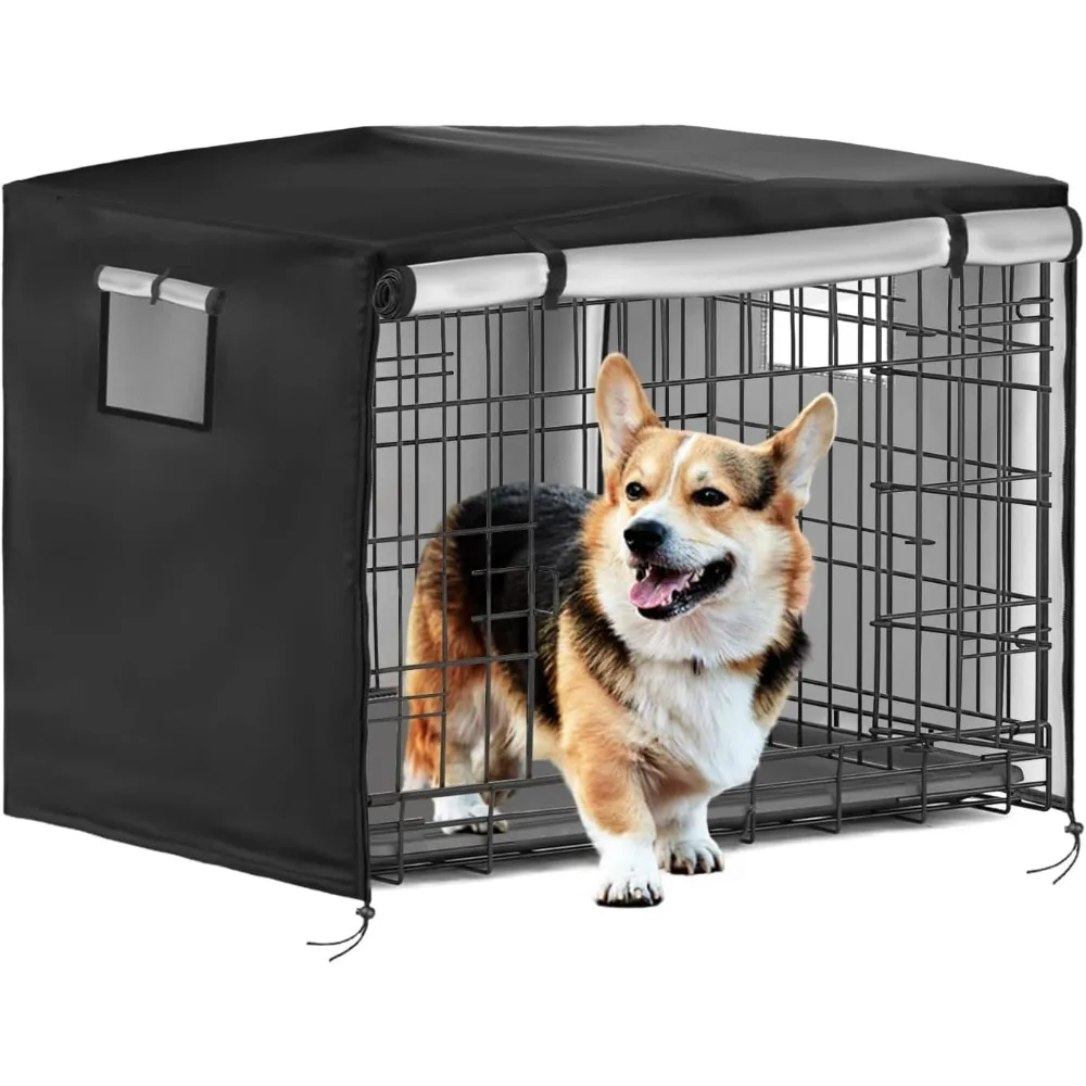 

Dog Crate Cover, 54in Heavy Duty 420D Pet Kennel Cover Sunshade, Universal Fit for Wire Dog Cages(Black)