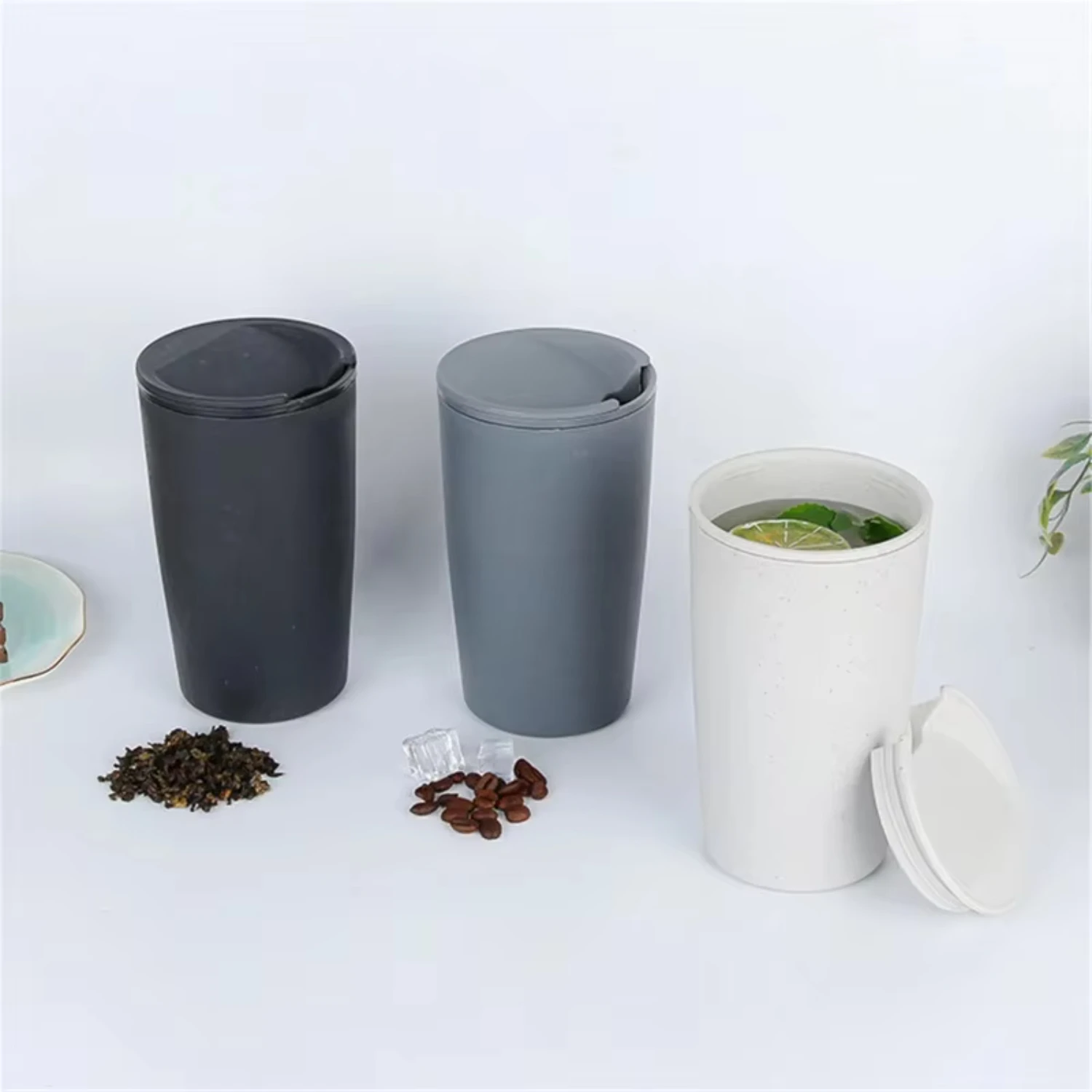 Reusable Wheat Straw Coffee Cup  Simple Multi-Purpose Bottle  Tea Juice Coffee Cup Leakproof Mugs Drinkware Heavy mug Oz tumbler