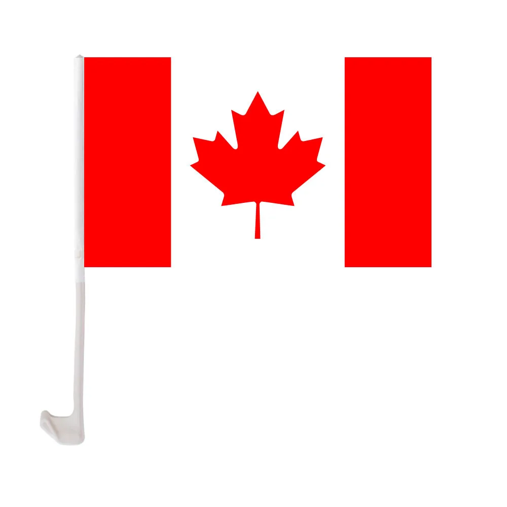 EOODLOVE Canadian Car Flag 30x45cm Canadian Car Decoration Flag 12x18 inches with plastic flagpole