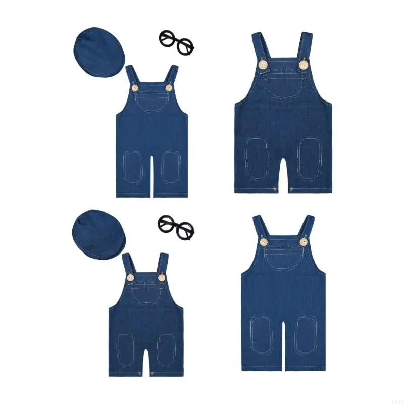 581F ملابس جينز جميلة للأطفال، سراويل مريحة من البوليستر لأشرطة التصوير لحديثي الولادة للمناسبات الخاصة #2