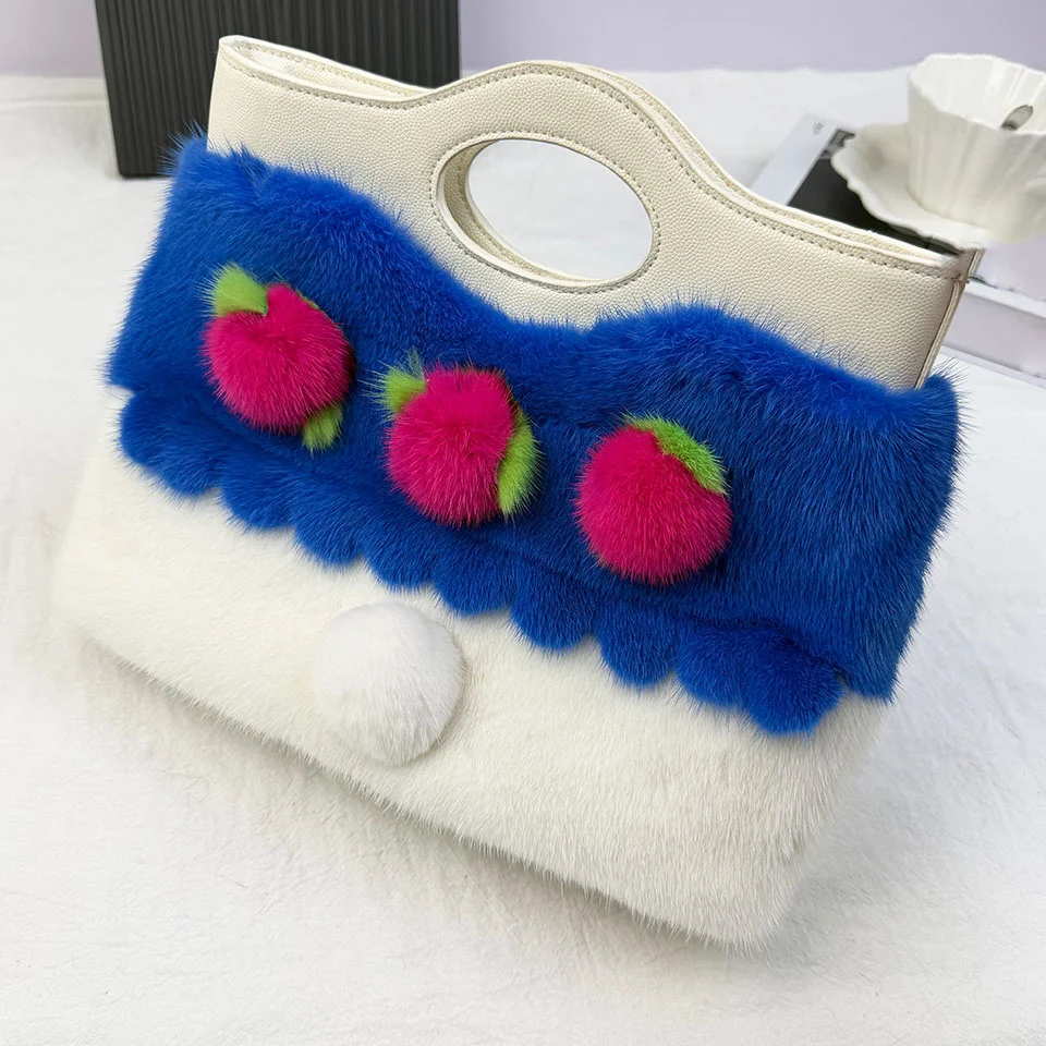

Luxury Mink Fur Tote Bag Women's Plush Handbag Designer Women's Bag Fashionable Woman's Tote Bags High-End Handbag
