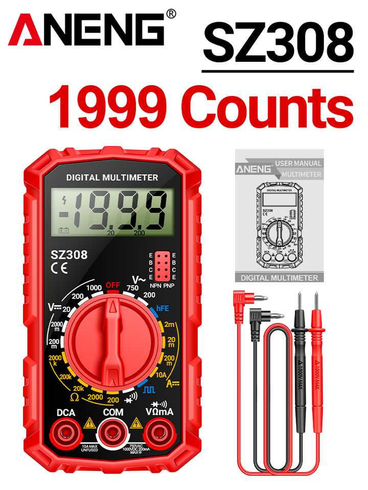  Multimeter Tester Pen Suit ANENG Multimeters 1999 Counts 24-250V Voltage Detector Meter Diagnostic Breakpoint Finder 