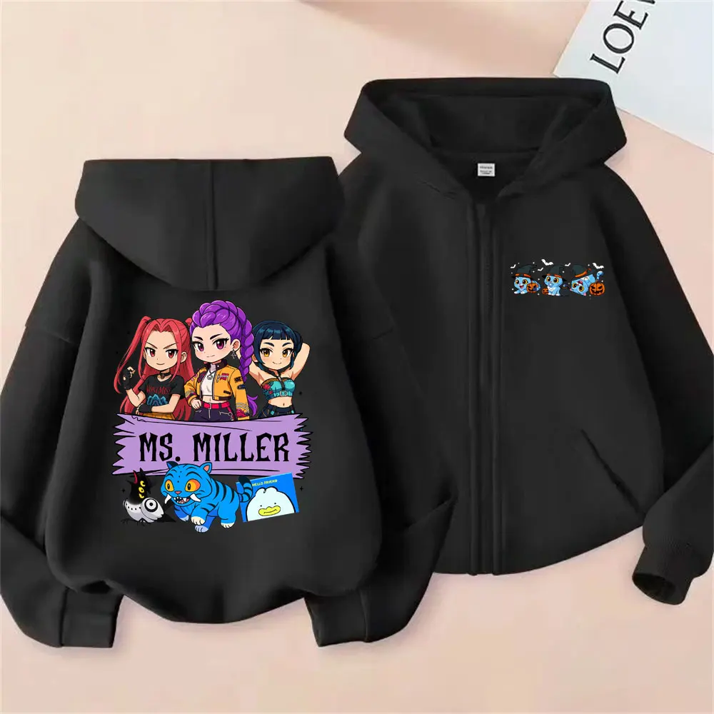 

Kpop Demon Hunters Rumi Mira Zoey Derpy Tiger Zipper Hoodie Male Vintage Zip Up Hoodies Men's Women's Christmas Halloween Jacket